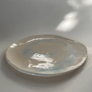 White & Blue Spiral Wander Share Plate
