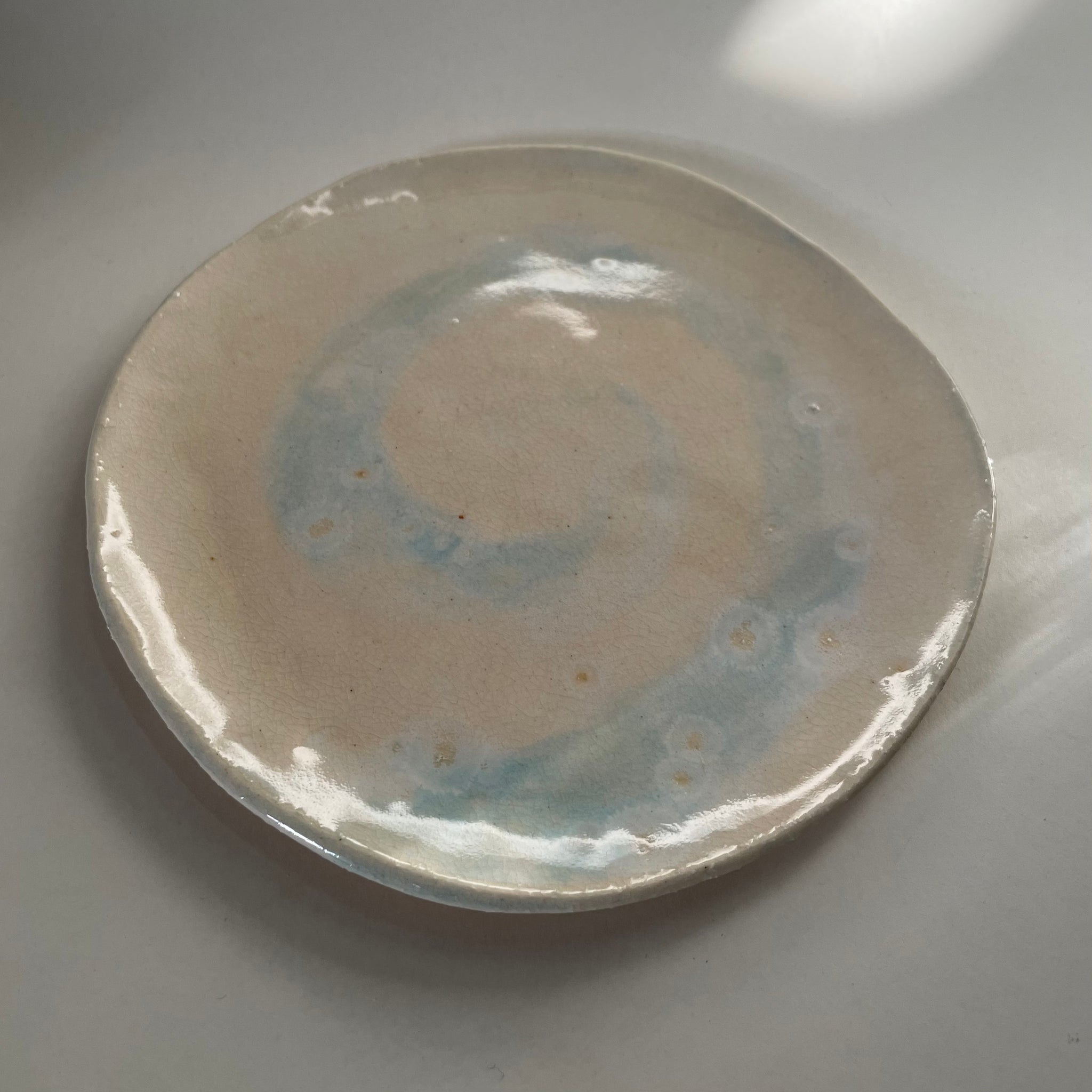 White & Blue Spiral Wander Share Plate