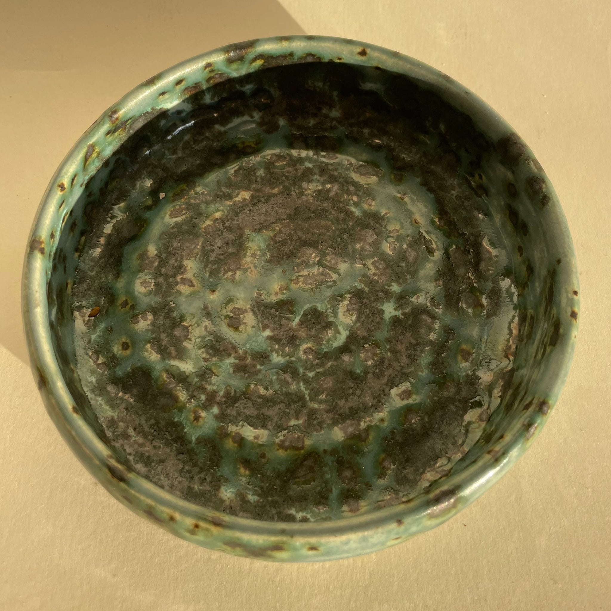 Green & Charcoal Shallow Bowl
