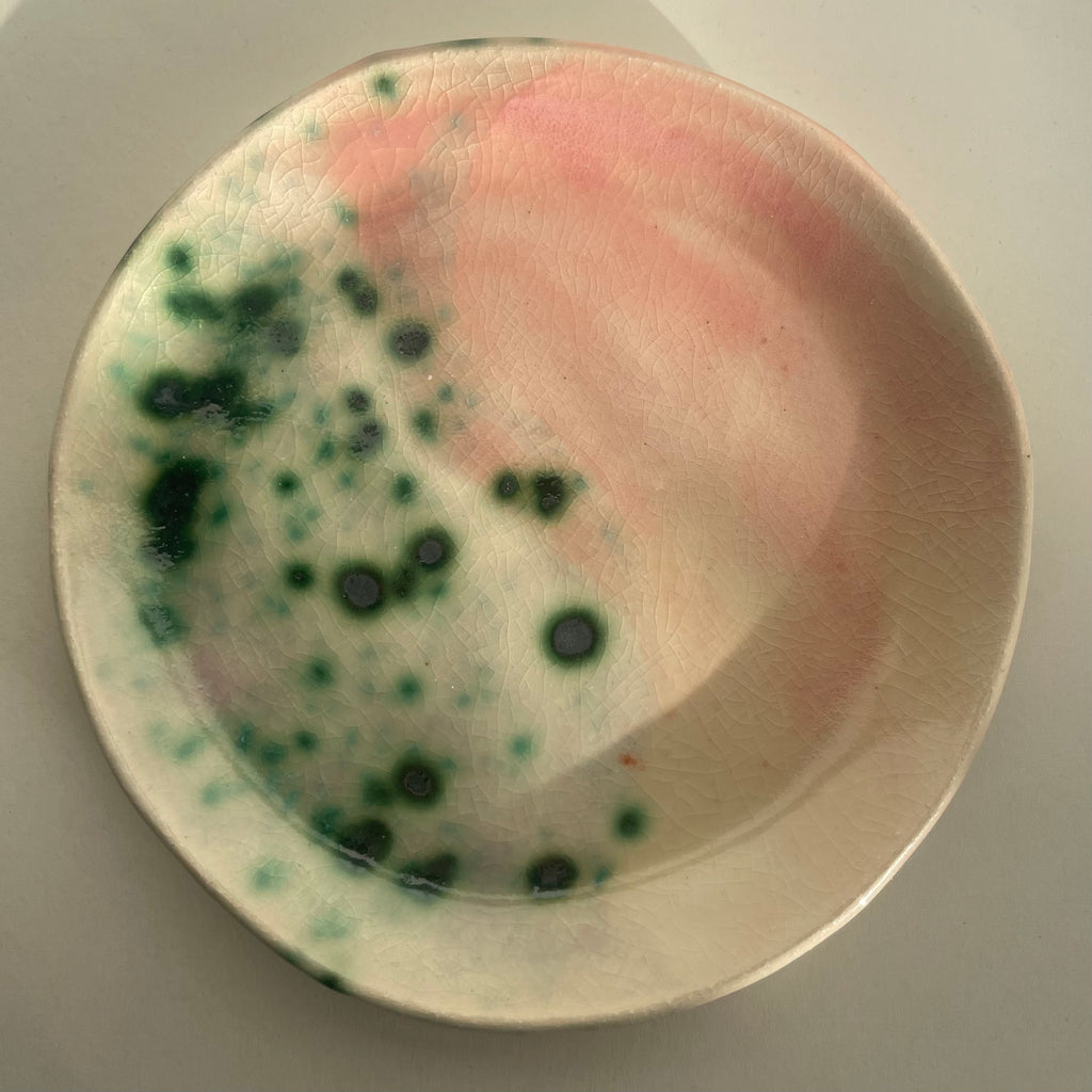 Small Pink & Green Speckled Side Plate
